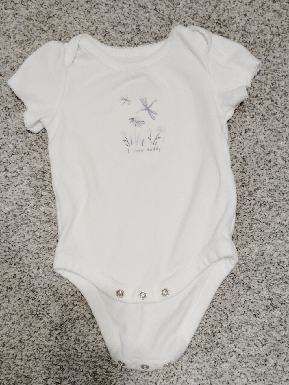 GAP White Short-Sleeve Bodysuit with Lilac Dragonfly Detail